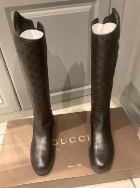 Gucci Black Leather Maud Riding Boots 9