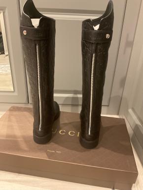 Gucci Black Leather Maud Riding Boots 4