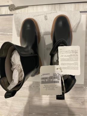 Brunello Cucinelli Black Leather Ankle Boots 6