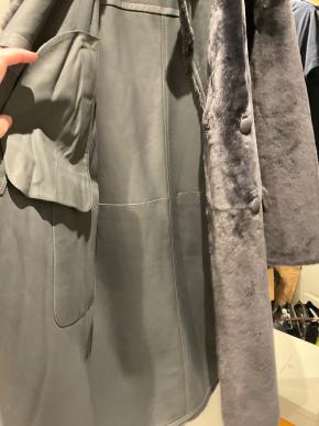 Yves Salomon Relaxed Style Grey Lamb Shearling Coat 4