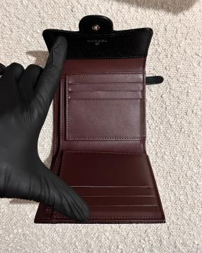 Chanel Black Grained Caviar Classic Small Wallet 5