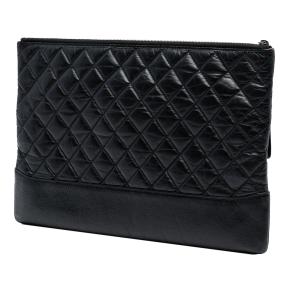 Chanel Black Large Aged Calfskin Gabrielle O Case Clutch 2