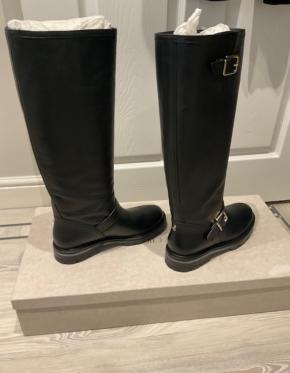 Jimmy Choo Tall Black Leather Biker lI Boots 10