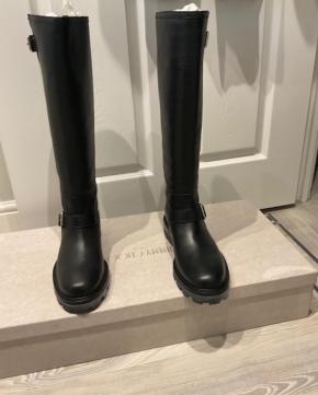 Jimmy Choo Tall Black Leather Biker lI Boots 8