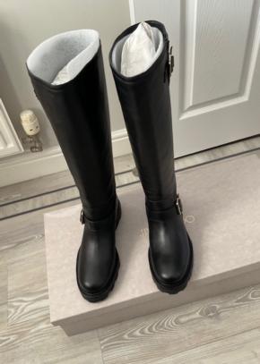 Jimmy Choo Tall Black Leather Biker lI Boots 9
