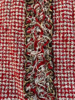 Chanel Red Collarless Tweed Jacket 7