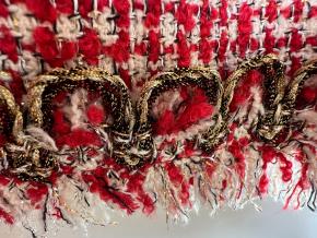 Chanel Red Collarless Tweed Jacket 8