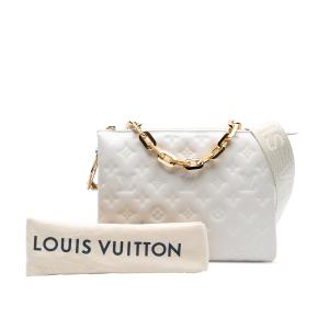 Louis Vuitton White Lambskin Monogram Embossed Puffy Coussin PM 8