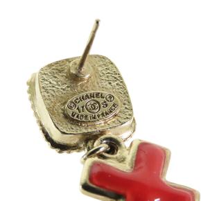 Chanel CC Gold Plated Resin Drop Earrings 8