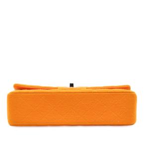 Chanel Orange Jersey Medium Classic Jersey Double Flap 3