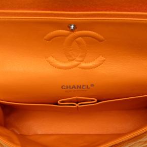 Chanel Orange Jersey Medium Classic Jersey Double Flap 4