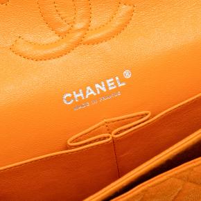 Chanel Orange Jersey Medium Classic Jersey Double Flap 5