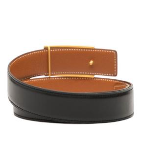 Hermes Black Leather Box Calf Horse Buckle Belt 85cms 4