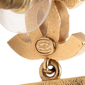 Chanel Boy CC Gold Plated And Rhinestone Earrings 5cms 3