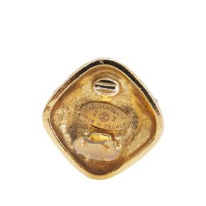 Chanel Quilted Gold Plated Crystal Clip On Earrings 3