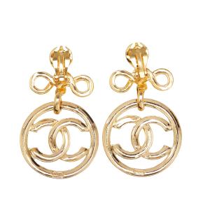ChanelCC Drop Clip On Gold Plated Earrings 2