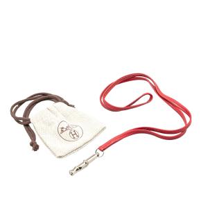 Hermes Red Leather Ultrasonic Dog Whistle Necklace 5