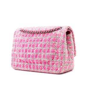 Chanel Pink Jumbo Classic Tweed Double Flap 2
