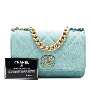 Chanel Blue Denim 19 Flap Wallet On Chain 8