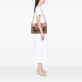 Gucci Floral Applique Medium GG Supreme Embroidered Satchel 7