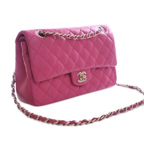 Chanel Pink Lambskin Medium Classic Double Flap 2