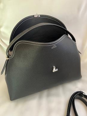 Toteme Black T-Lock Grained Leather Bag 6