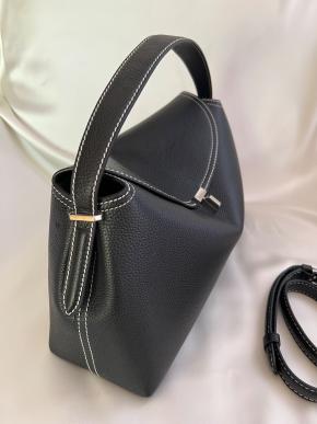 Toteme Black T-Lock Grained Leather Bag 4