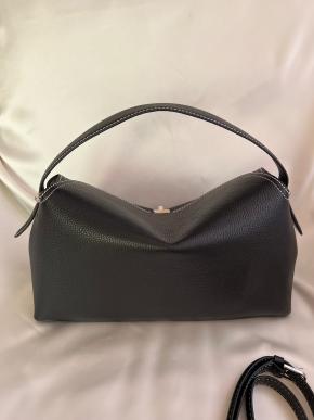 Toteme Black T-Lock Grained Leather Bag 3