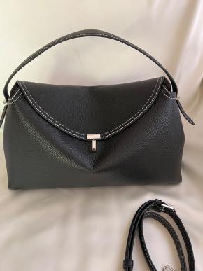 Toteme Black T-Lock Grained Leather Bag 5