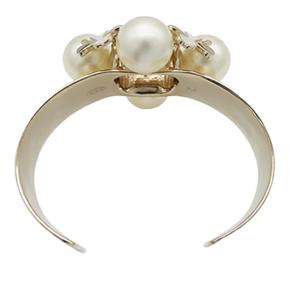 Chanel Faux Pearl Clover Cuff Bracelet 4