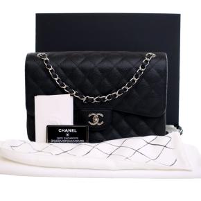 Chanel Black Jumbo Classic Caviar Double Flap 15