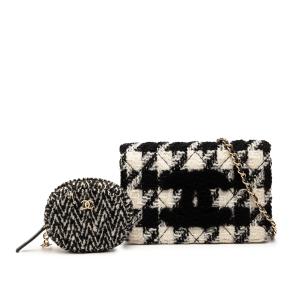 Chanel Houndstooth Tweed CC Wallet On Chain 10