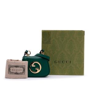 Gucci Green Textured Calfskin Blondie Card Case on Strap 3