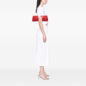 Valentino Red Satin Pleated Chain Evening Clutch 10