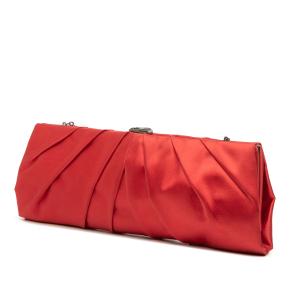 Valentino Red Satin Pleated Chain Evening Clutch 2