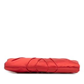 Valentino Red Satin Pleated Chain Evening Clutch 3