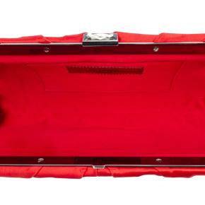 Valentino Red Satin Pleated Chain Evening Clutch 4