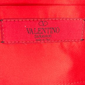 Valentino Red Satin Pleated Chain Evening Clutch 5