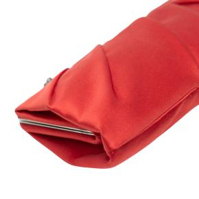 Valentino Red Satin Pleated Chain Evening Clutch 7
