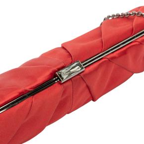 Valentino Red Satin Pleated Chain Evening Clutch 9
