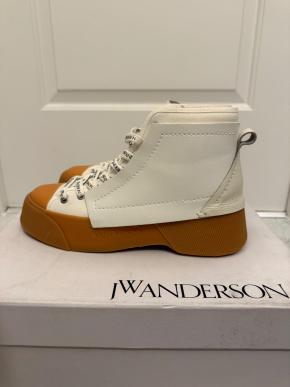 J W Anderson White Leather And Canvas Sneakers 3