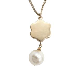 Chanel  Faux Pearl Flower Drop Pendant Necklace 2