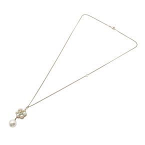 Chanel  Faux Pearl Flower Drop Pendant Necklace 8