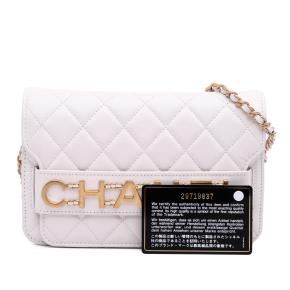 Chanel White Calfskin Medium Quilted Enchained Flap 12