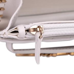 Chanel White Calfskin Medium Quilted Enchained Flap 8