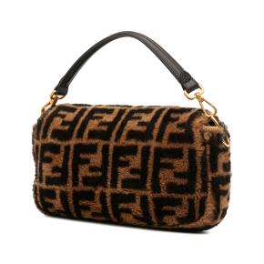 Fendi Brown Medium Zucca Shearling Baguette Satchel 3
