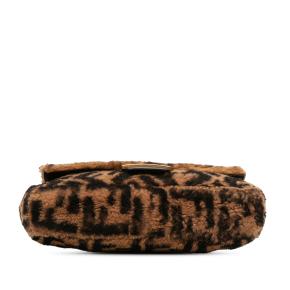 Fendi Brown Medium Zucca Shearling Baguette Satchel 4