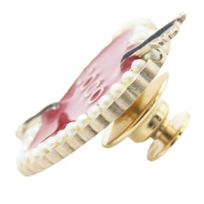 Chanel Red  Enamel Faux Pearl Coco Heart and Arrow Brooch 2