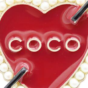 Chanel Red  Enamel Faux Pearl Coco Heart and Arrow Brooch 7