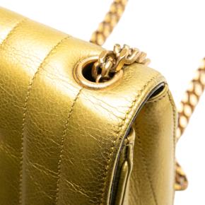 Saint Laurent Small Gold  Grain De Poudre Monogram Vicky Chain Bag 10